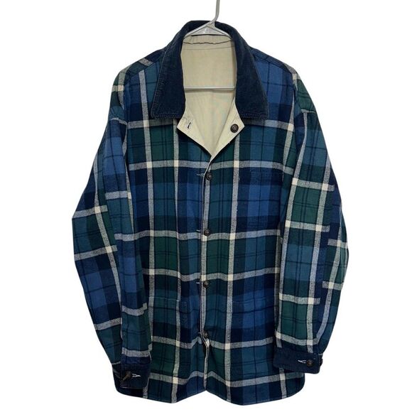 Geoffrey Beene Vintage Reversable Chore Utility Barn Corduroy Flannel Jacket L - Picture 2 of 15